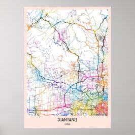 Xianyang Kina Stadskarta Poster
