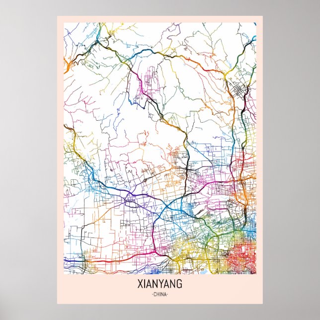 Xianyang Kina Stadskarta Poster (Framsidan)