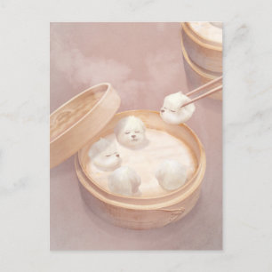 Xiao Long Bao Cute Illustration Meddelande Vykort