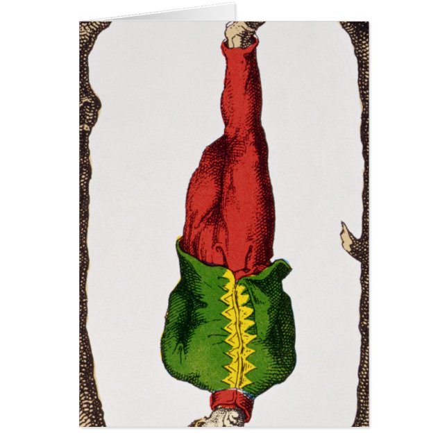 XII den hängda manen, tarotkort Hälsningskort (Framsidan)