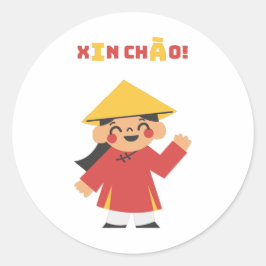 XIN CHÁO! Vietnam Sticker Runt Klistermärke