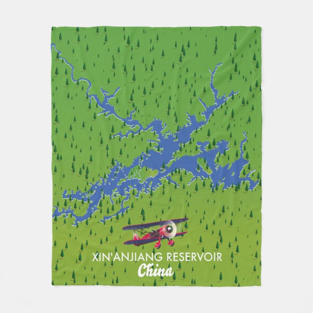 Xin'anjiang Reservoir China karta Fleecefilt (Framsidan)