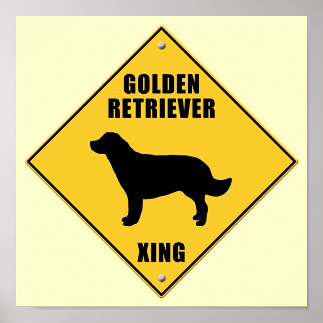 XING-tecken (Golden Retriever Crossing) Poster (Framsidan)