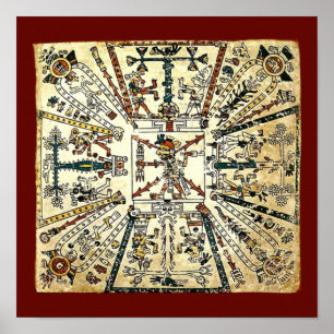 Xiuhtecuhtli Aztec Död Gud Poster