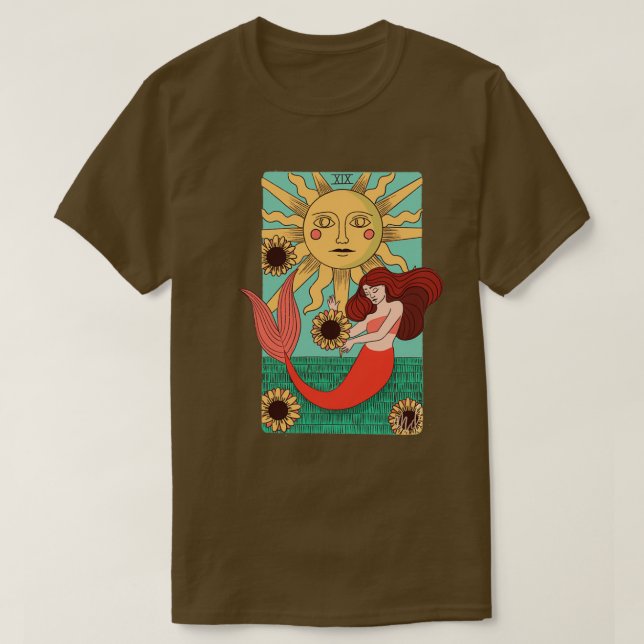 XIX Sol-Tarot Card-Sjöjungfru T Shirt (Design framsida)