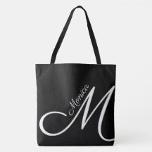 XL BAG - MONOGRAM + NAMN - modern svart tot