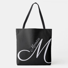 XL BAG - MONOGRAM + NAMN - modern svart tot Tygkasse