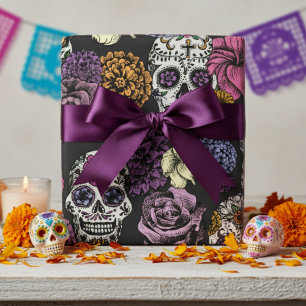 XL Färgglada mexikanska sockerskal och blommor sva Presentpapper