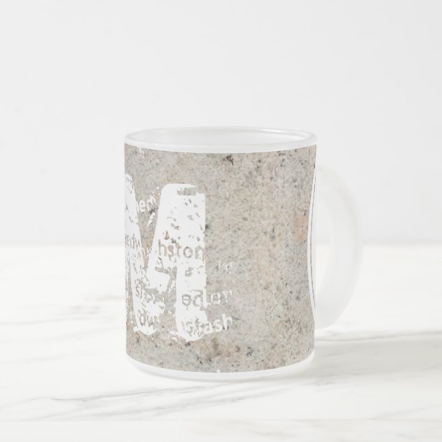 XL Monogram Stone struktur-bild Frostat Glass Mugg (Framsida höger)