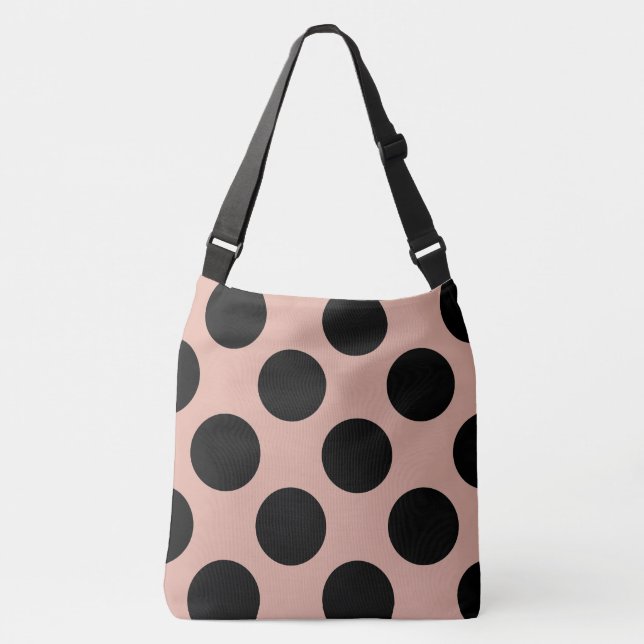 XL Polka dots Black Dusty Rosa Fashionable Axelväska (Framsida)