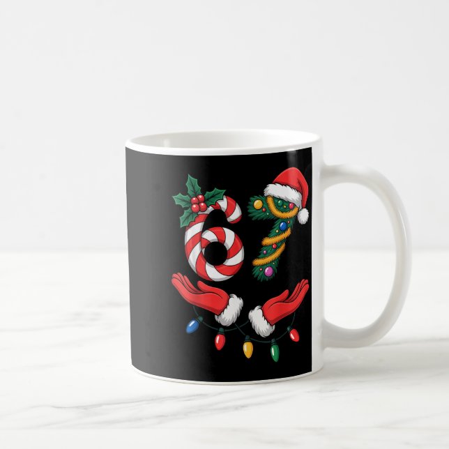 Xmas 67 Hands Gesture Candy Canes Santa Holiday Ki Kaffemugg (Höger)