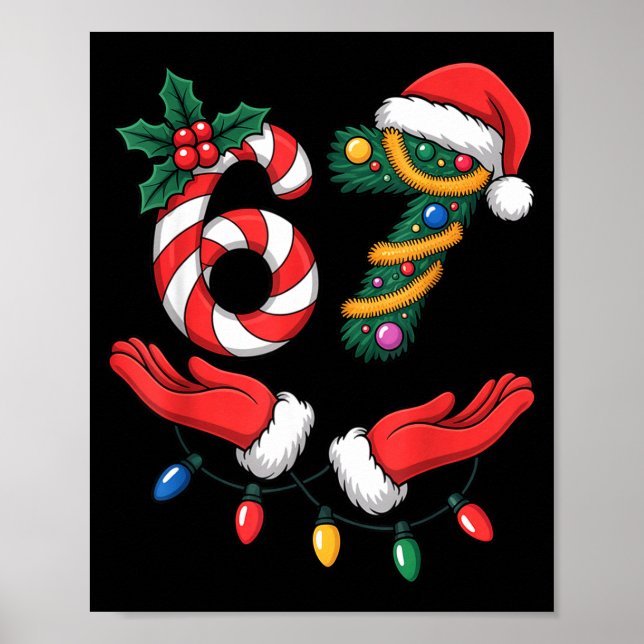 Xmas 67 Hands Gesture Candy Canes Santa Holiday Ki Poster (Framsidan)