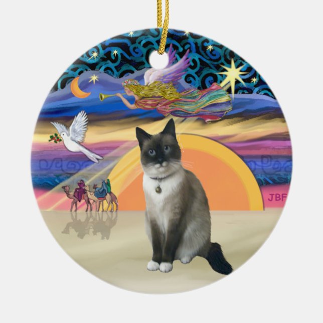 Xmas Ängel - Snösko katt Julgransprydnad Keramik (Framsidan)