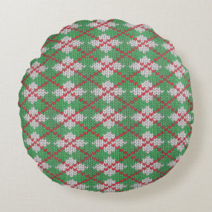 XMAS ARGYLE-STICKAD Rund Kuddthrow Kudde