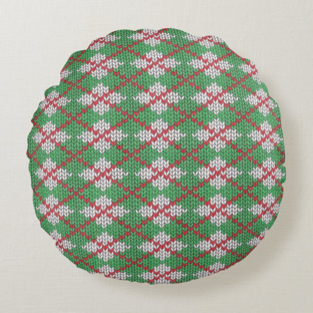 XMAS ARGYLE-STICKAD Rund Kuddthrow Kudde (Framsidan)