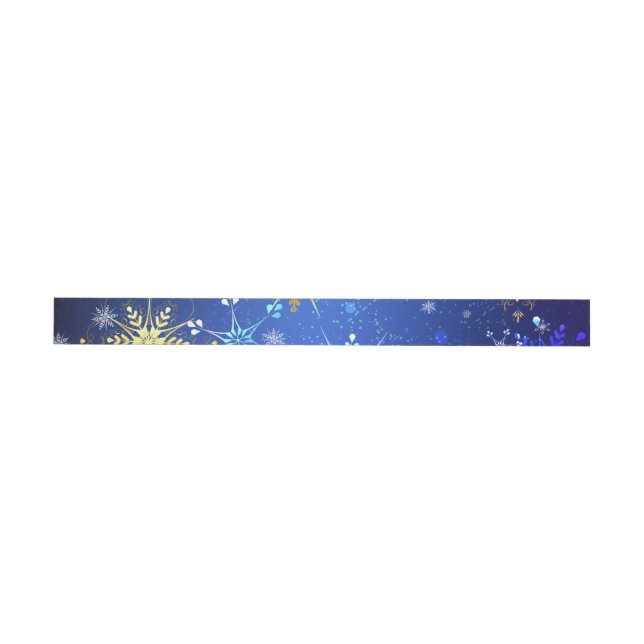 XMAS Blue Background with Golden Snowflakes Etikettband (Individuell)
