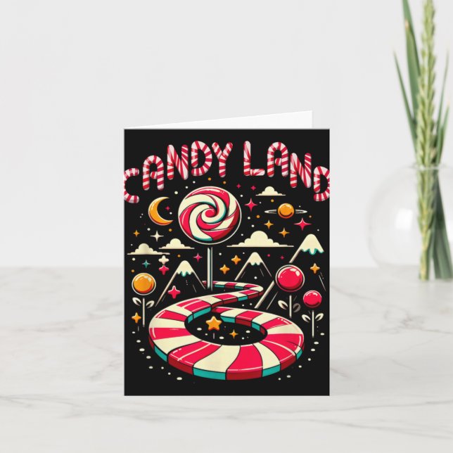 Xmas Candy Land Rainbow Trail Candy Cane Merry Chr Kort (Framsida)