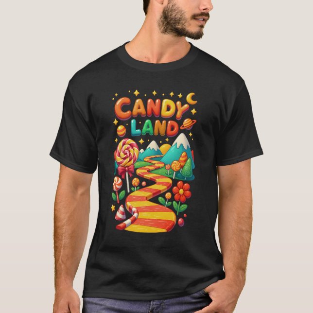 Xmas Candy Land Rainbow Trail Candy Cane Merry Chr T Shirt (Framsida)