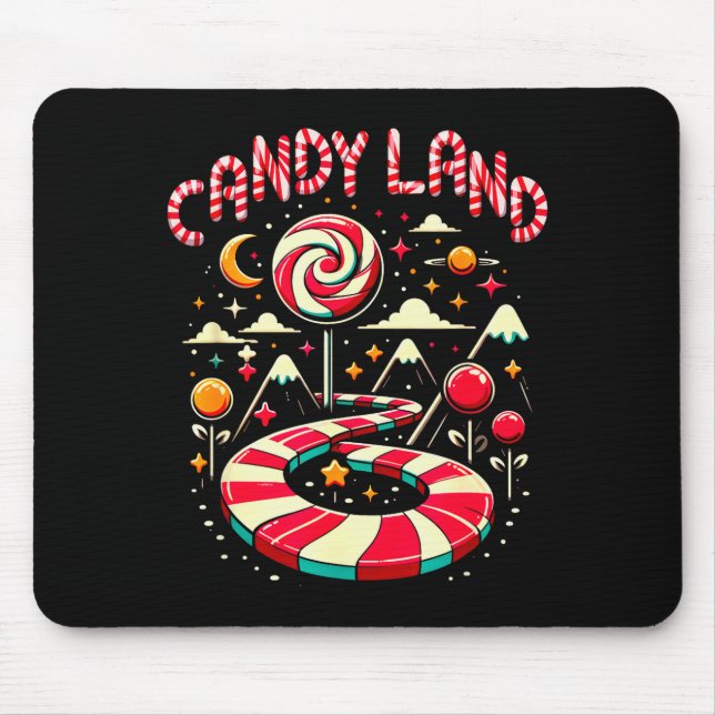 Xmas Candy Land Regnbåge Trail Candy Cane God Jul Musmatta (Framsidan)