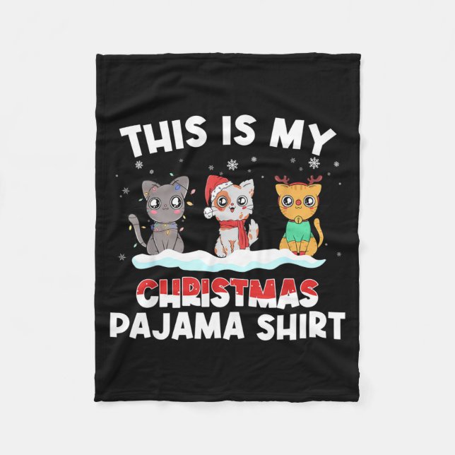 Xmas Cat Lover Pajama - This Is My Christmas Pajam Fleecefilt (Framsidan)