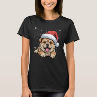 Xmas Chow Chow Dog Wearing Santa Hat Pet Animal Lo T Shirt