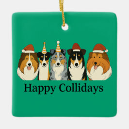 Xmas Collie Ornaments  Julgransprydnad Keramik