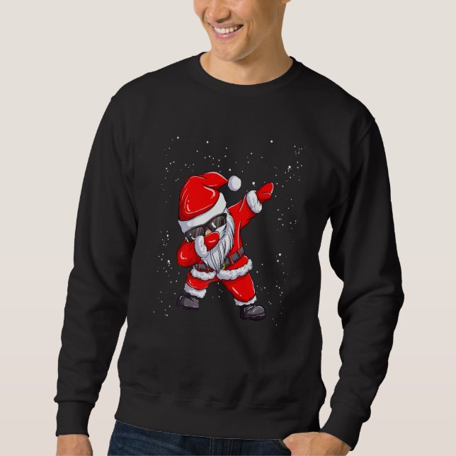 Xmas Dab Dance Dabbing Santa Claus Christmas Boys  Lång Ärmad Tröja (Framsida)