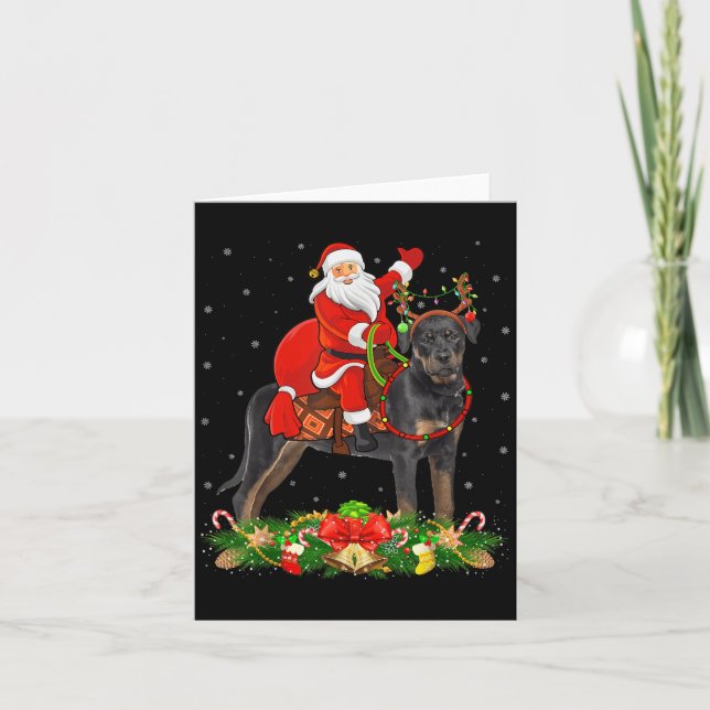 Xmas Decor Funny Santa Riding Rottweiler Dog Chris Kort (Framsida)