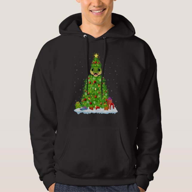 Xmas Decorations Lights Santa Alligator Christmas  Hoodie (Framsida)