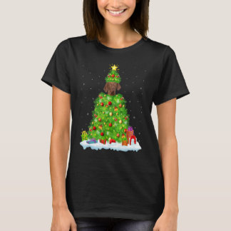 Xmas Decorations Lights Santa Coonhound Dog Christ T Shirt