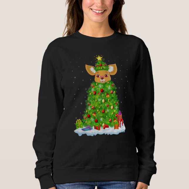 Xmas Decorations Lights Santa Fennec Fox Christmas T Shirt (Framsida)