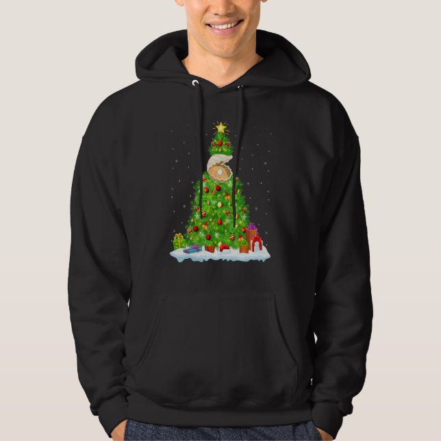Xmas Decorations Lights Santa Oyster Christmas Tre Hoodie (Framsida)