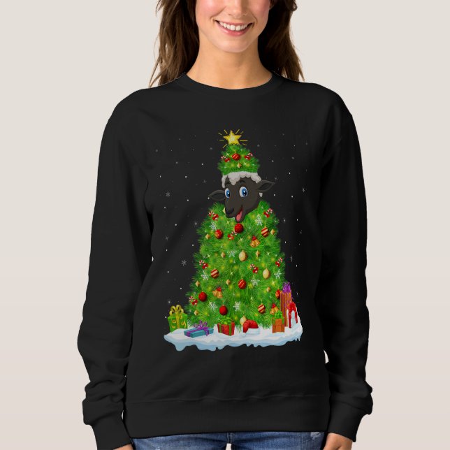 Xmas Decorations Lights Santa Sheep Christmas Tree T Shirt (Framsida)