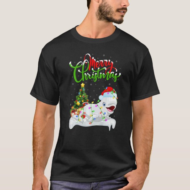 Xmas Decorations Santa Beluga Whale Christmas T Shirt (Framsida)