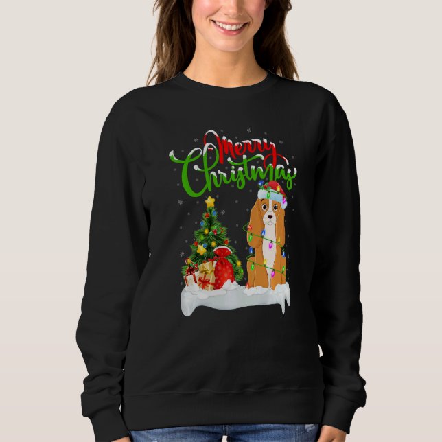 Xmas Decorations Santa Cocker Spaniel Dog Christma T Shirt (Framsida)