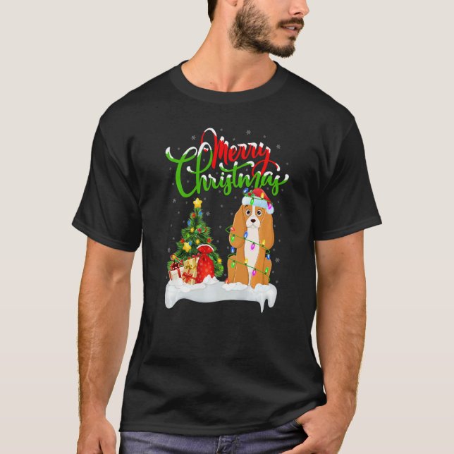Xmas Decorations Santa Cocker Spaniel Dog Christma T Shirt (Framsida)