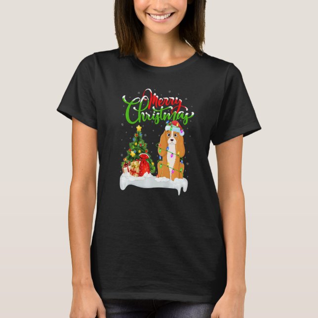 Xmas Decorations Santa Cocker Spaniel Dog Christma T Shirt (Framsida)