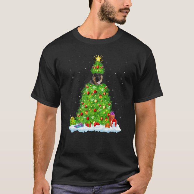 Xmas Decorations Santa German Shepherd Dog Christm T Shirt (Framsida)