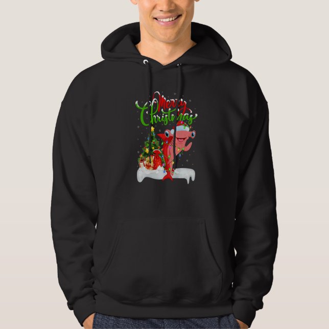 Xmas Decorations Santa Hammerhead Shark Christmas  Hoodie (Framsida)