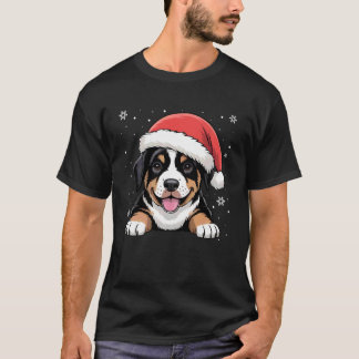 Xmas Doberman Dog Wearing Santa Hat Pet Animal Lov T Shirt