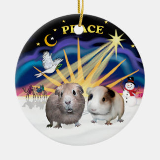 Xmas Dove - Två marsvin (#1och#2) Julgransprydnad Keramik