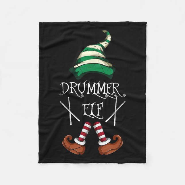 Xmas Drumsticks Music Matching Drummer Elf Pajama  Fleecefilt (Framsidan)