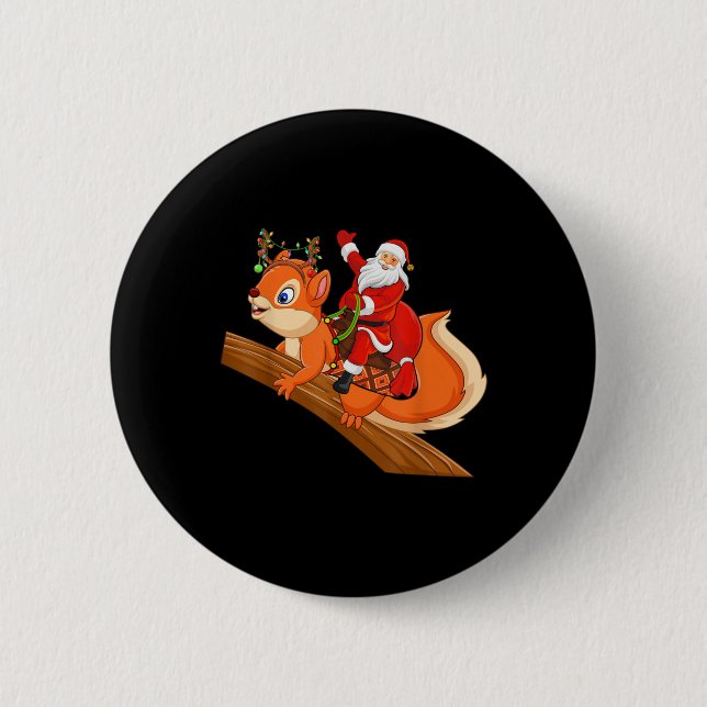Xmas Family Matching Funny Santa Riding Squirrel C Knapp (Framsida)
