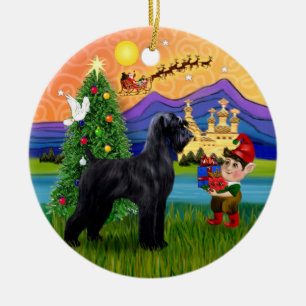 Xmas Fantasy - Giant Black Schnauzer Julgransprydnad Keramik