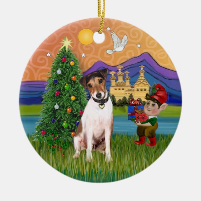 Xmas Fantasy - Jack Russell Terrier Julgransprydnad Keramik (Framsidan)