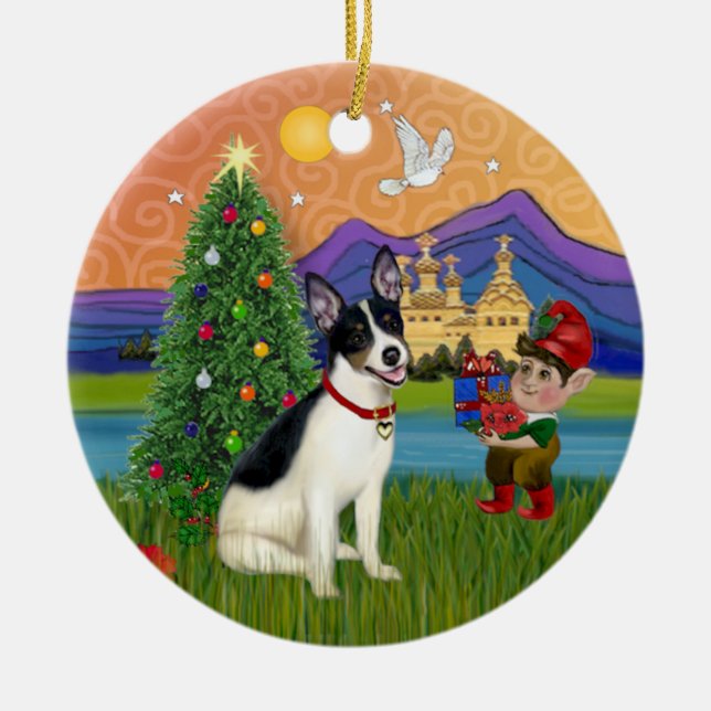 Xmas Fantasy - Rat Terrier Julgransprydnad Keramik (Framsidan)