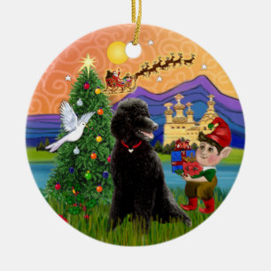 Xmas Fantasy - Svart Standard Pudel Julgransprydnad Keramik