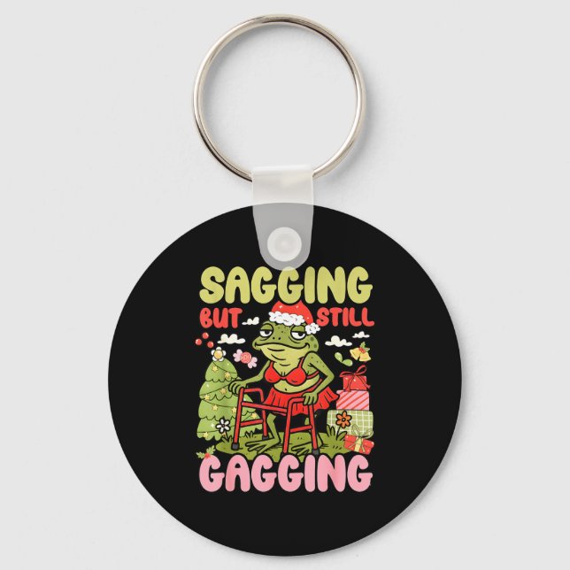 Xmas Funny Frog Meme Christmas Sagging But Still G Nyckelring (Framsida)
