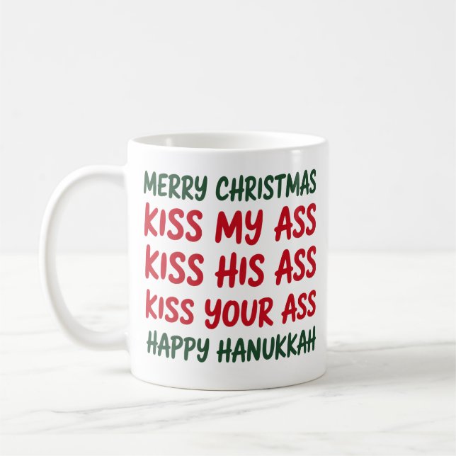 Xmas Funny Merry Christmas Sarcastic Rude Kaffemugg (Vänster)