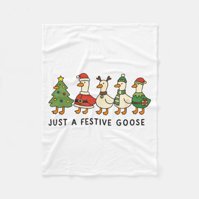 Xmas Funny Silly Goose Christmas Pjs Just A Festiv Fleecefilt (Framsidan)
